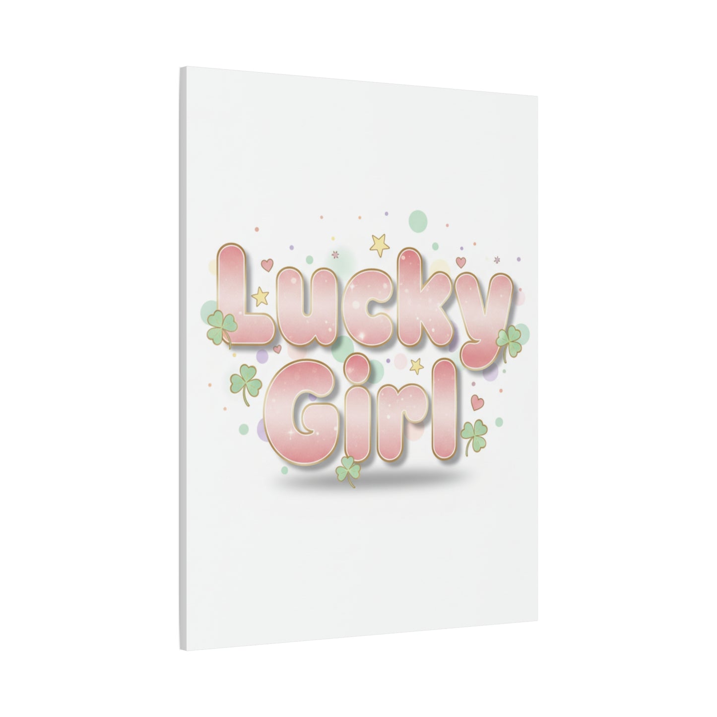 Lucky Girl mantra Canvas, Manifest Luck wall art | 2026 lucky charms, pastel metallic accents