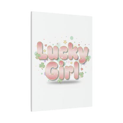 Lucky Girl mantra Canvas, Manifest Luck wall art | 2026 lucky charms, pastel metallic accents