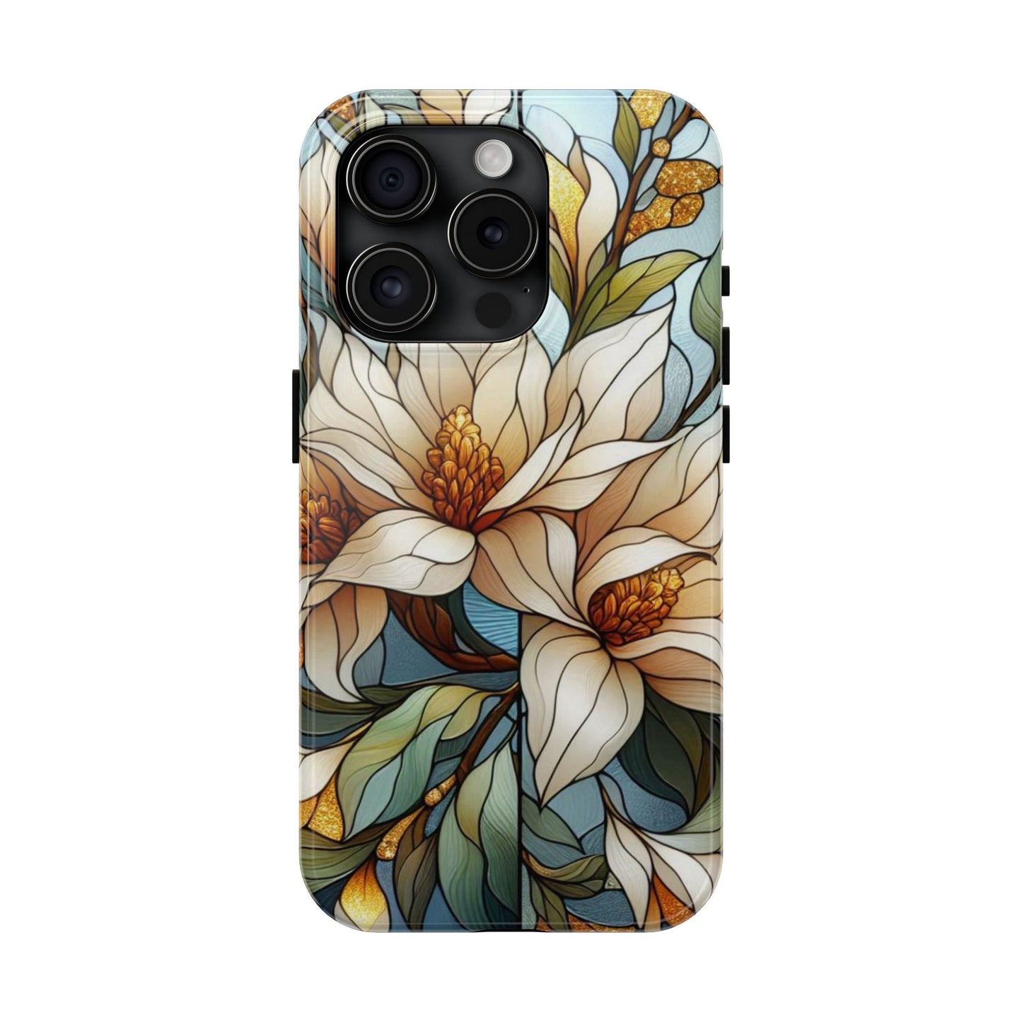 Stain glass Floral Design I-phone Case, Elegant Floral Tough Phone Case - Stylish Protection for Every Occasion, I-phone 13, 14, 15, 16