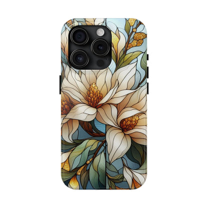 Stain glass Floral Design I-phone Case, Elegant Floral Tough Phone Case - Stylish Protection for Every Occasion, I-phone 13, 14, 15, 16
