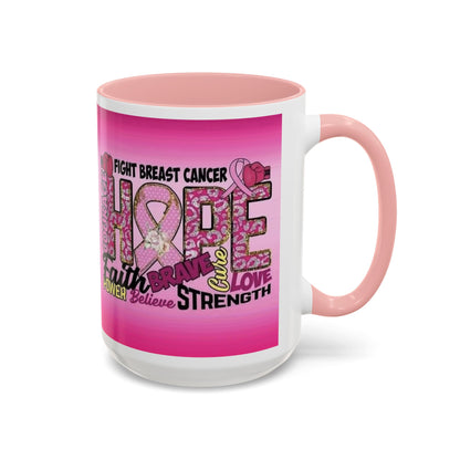 Pink Fight Breast Cancer Two Tone Coffee Mug (11, 15oz)