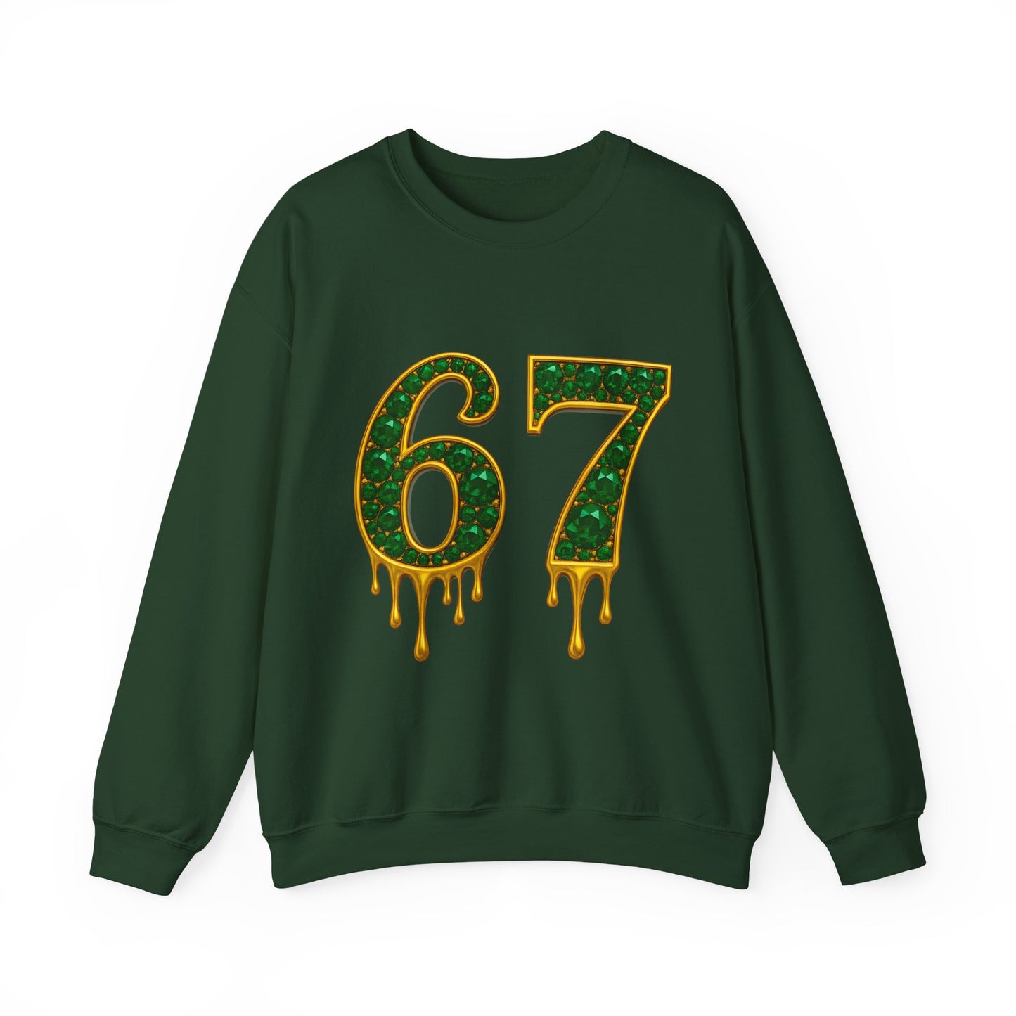 Dripping Green Gold 67 Sweatshirt | Number 67 Jersey Style