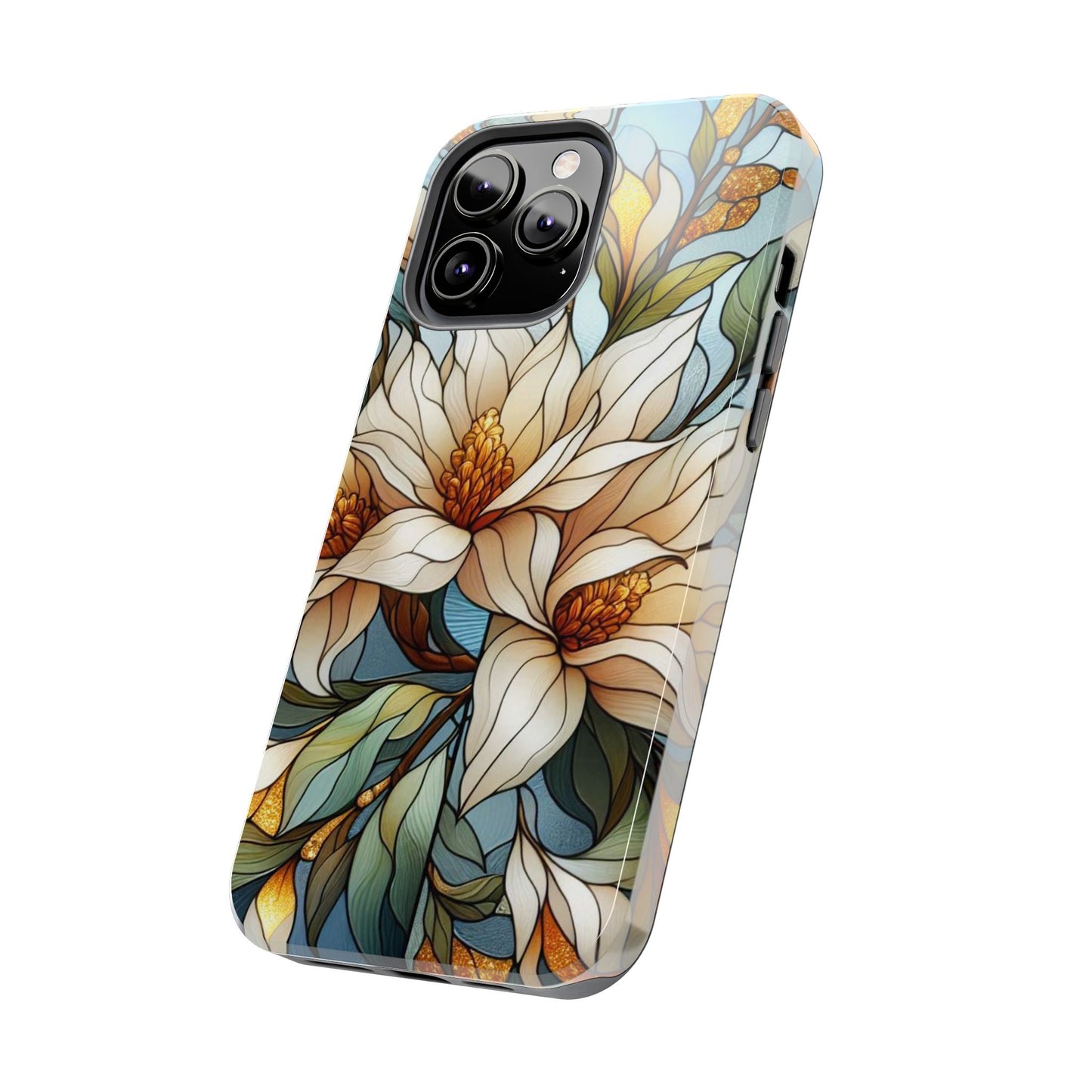 Stain glass Floral Design I-phone Case, Elegant Floral Tough Phone Case - Stylish Protection for Every Occasion, I-phone 13, 14, 15, 16