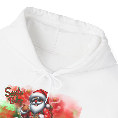 Hip Hop Santa Christmas Hoodie, Santa Baby Winter Apparel, Holiday Gift Ideas, Black Unisex Sweatshirt, Xmas Pullover, Festive Outerwear