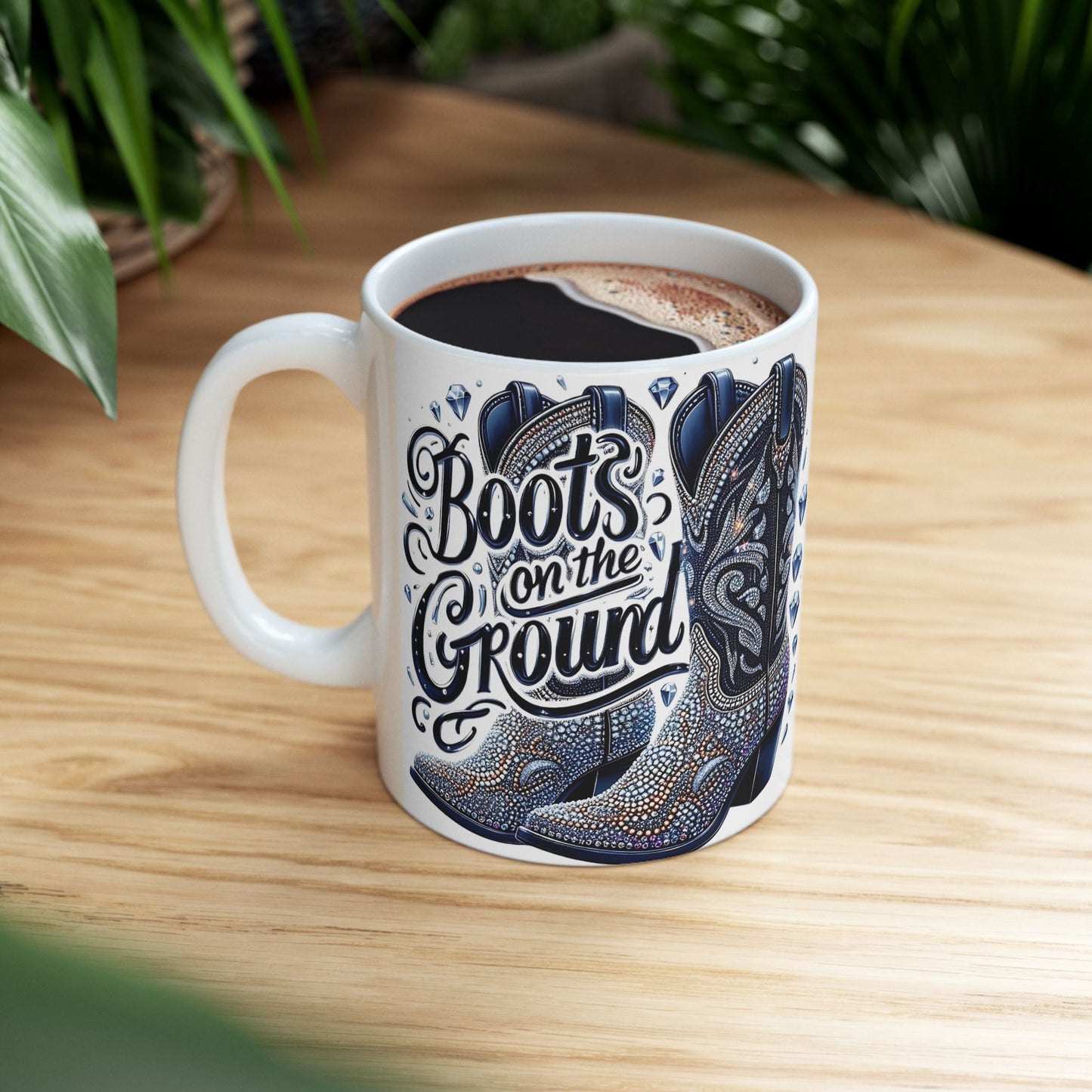 Boots on the Ground Ceramic Mug - Rustic Western Coffee Cup, Country Decor, Gift for Cowgirl, Rodeo Lover, Home Barware