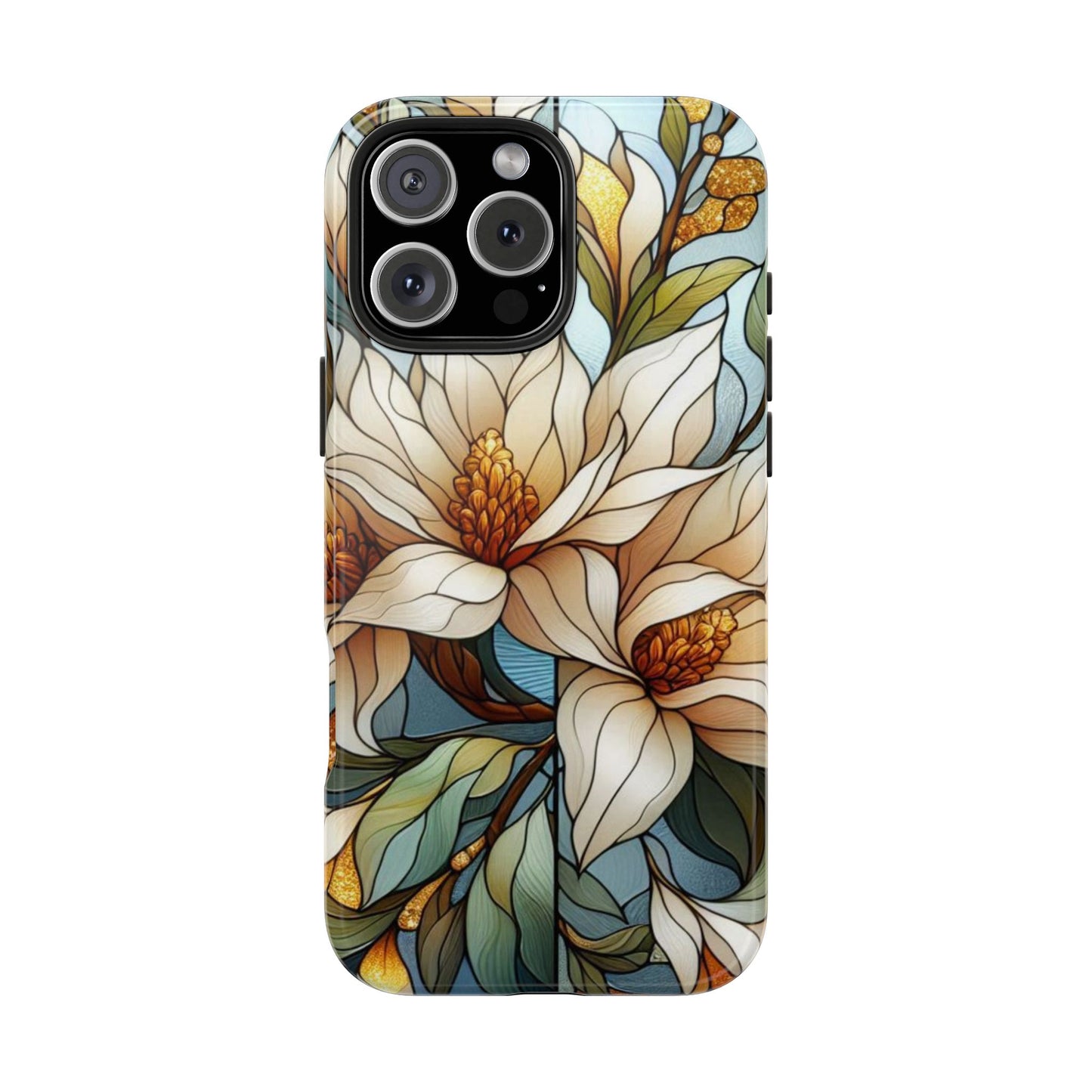 Stain glass Floral Design I-phone Case, Elegant Floral Tough Phone Case - Stylish Protection for Every Occasion, I-phone 13, 14, 15, 16