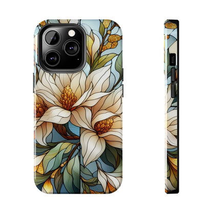 Stain glass Floral Design I-phone Case, Elegant Floral Tough Phone Case - Stylish Protection for Every Occasion, I-phone 13, 14, 15, 16