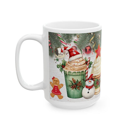 Christmas Holiday Themed Ceramic Mug, 11oz, 15oz