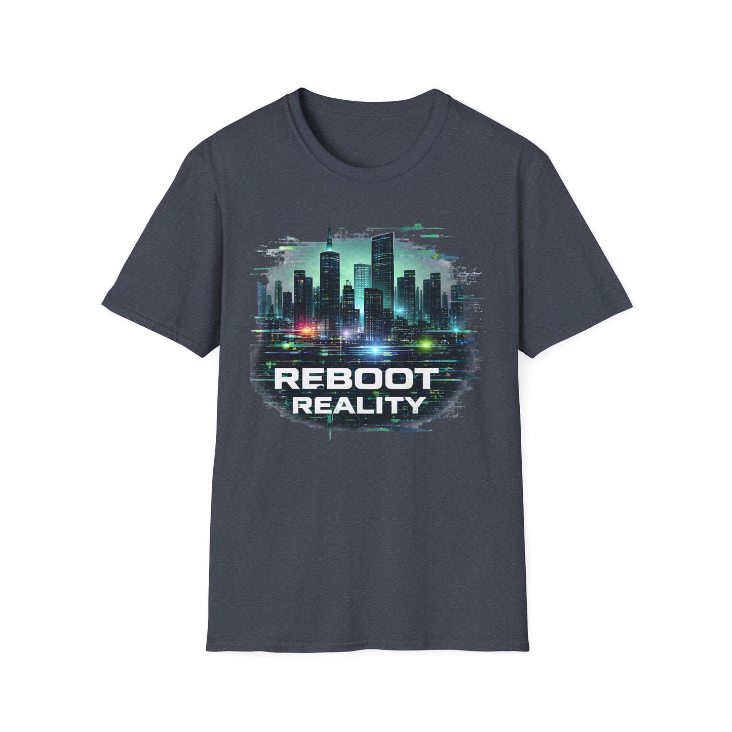 Reboot Reality T-Shirt — Futuristic Cybercity Graphic Tee