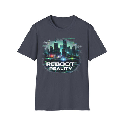 Reboot Reality T-Shirt — Futuristic Cybercity Graphic Tee