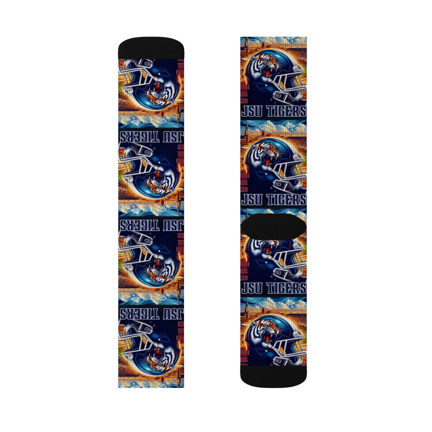 Sublimation Sock Design JSU Tigers Socks, Jackson State University Fan Gear, JSU Tiger Mascot Crew Socks, HBCU Pride Gift for Him or Her