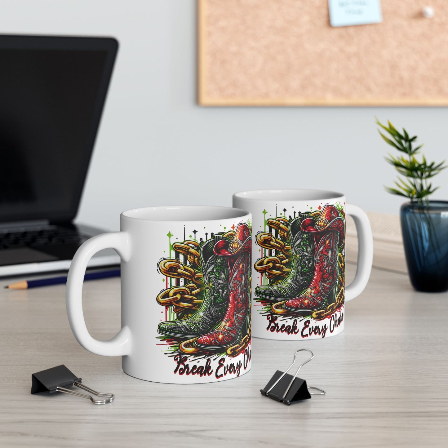 Black History Break Every Chain Boots on the Ground Ceramic Mug, Black Excellence Coffee Cup, Celebrate Black Heritage, 11oz 15oz