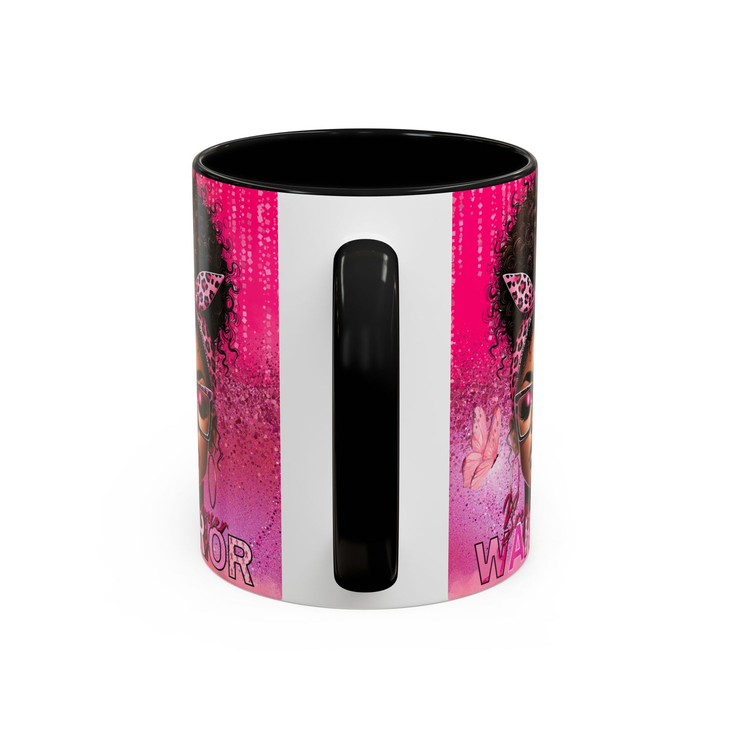 Coffee Mug, Breast Cancer Warrior African American Female Pink 11oz, 15oz, Gift for Her, Survivor, Supporter, Awareness, Inspirational Mug
