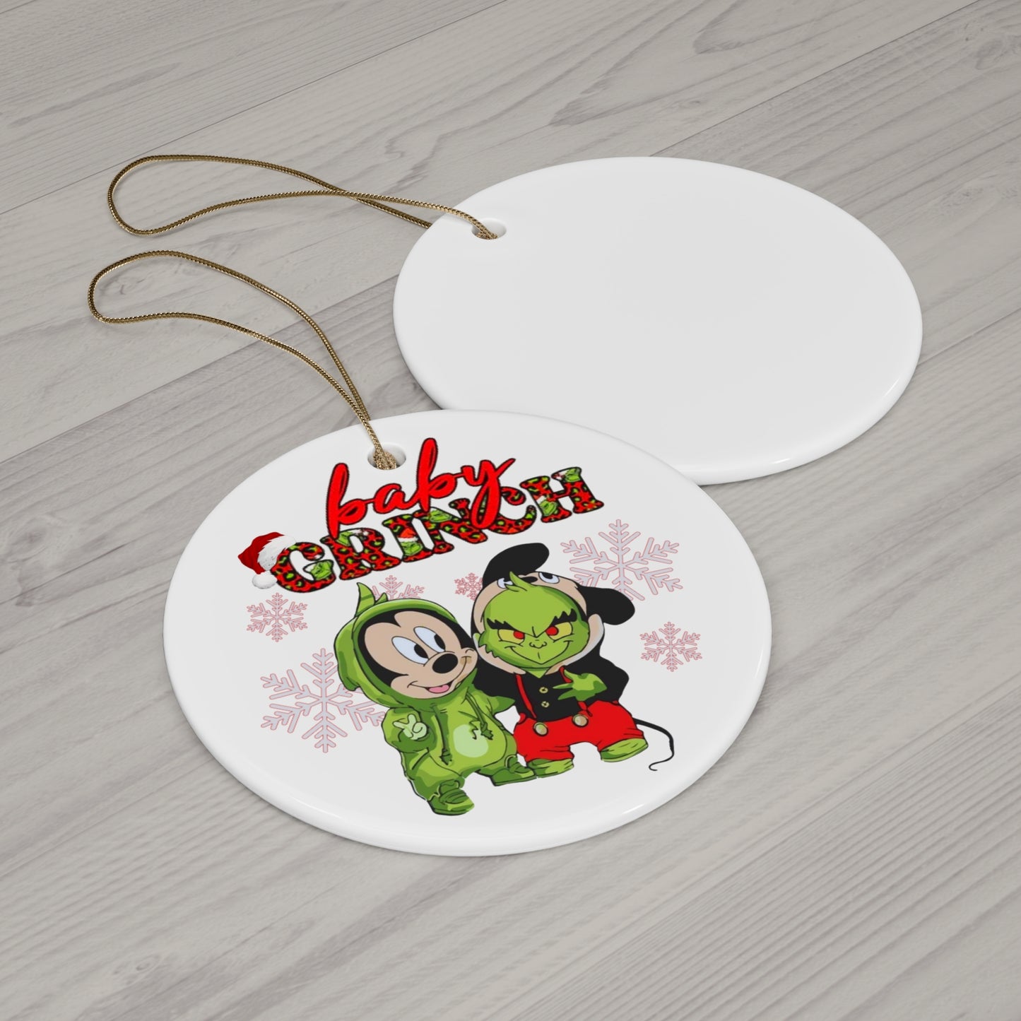 Grinch Christmas, Grinch Ornaments, Baby Grinch and Friend Ornaments, Snowflake Ornament, Round Christmas Ornament, Ceramic Ornaments