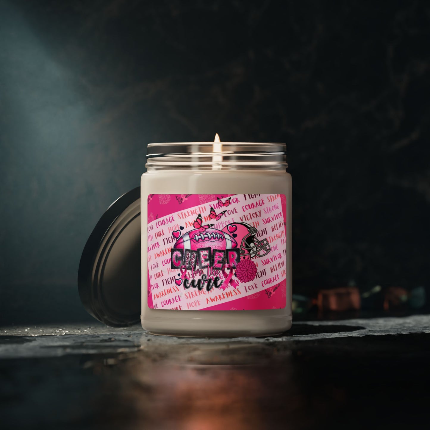 Cheer for the Cure Soy Candle 9oz, Breast Cancer Soy Candle 9oz