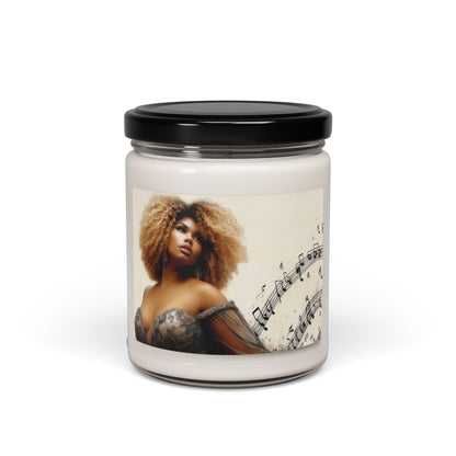 Candle African American Woman Elegant Evening Gown Music Notes Scented Soy 9oz