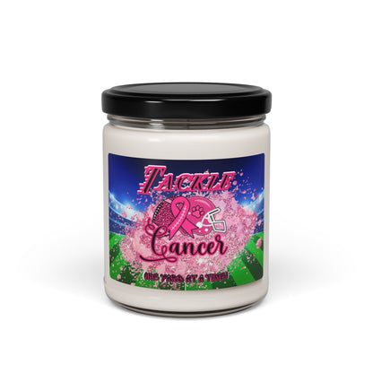 Tackle Cancer ONE YARD AT A TIME Soy Candle 9oz, Breast Cancer Soy Candle 9oz