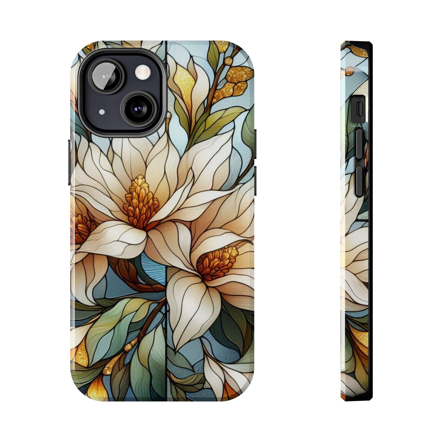 Stain glass Floral Design I-phone Case, Elegant Floral Tough Phone Case - Stylish Protection for Every Occasion, I-phone 13, 14, 15, 16