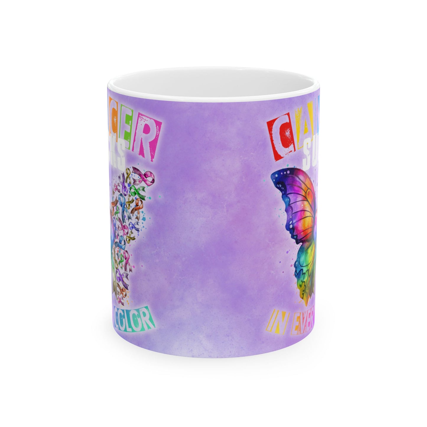 Cancer Mug, Cancer Coffee Cup, Cancer Ceramic Mug, Sucks in Every Color Butterfly Ceramic Mug, 11oz, 15oz