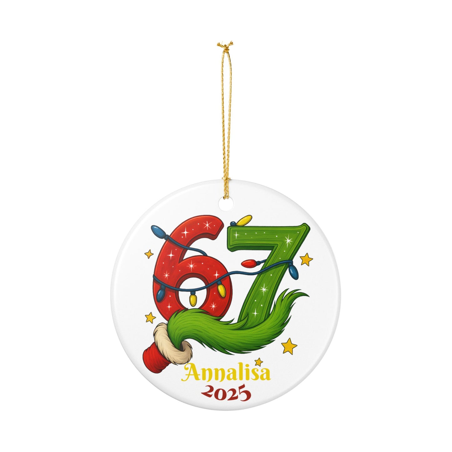 Personalized Grinch Ceramic Ornament Christmas, Viral 67 Ornament 2025, Funny Christmas Decor | Personalized Name | Trending Holiday Gift