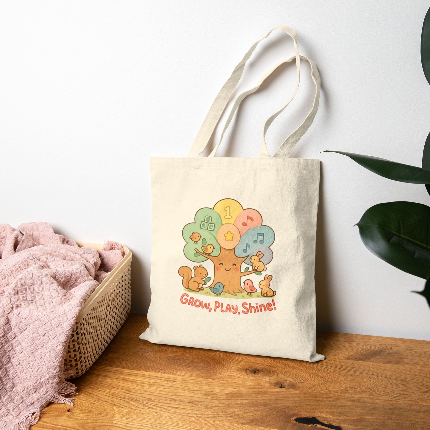 Whimsical Kids' Tote Bag, Eco-Friendly Cotton Canvas Shopping Bag, Gift for Teachers, Shoulder Bag, School Book Bag, Cute Animal, Reusable