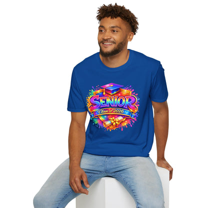 Senior Class of 2026 Rainbow Paint Splash T-Shirt, Graduation Tee