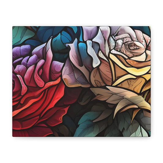 Floral Matte Canvas Art | Stretched Rose Wall Decor | Elegant Home Decor, Unique Gift, Vintage Floral Wall Art, Art for Living Room, Gift