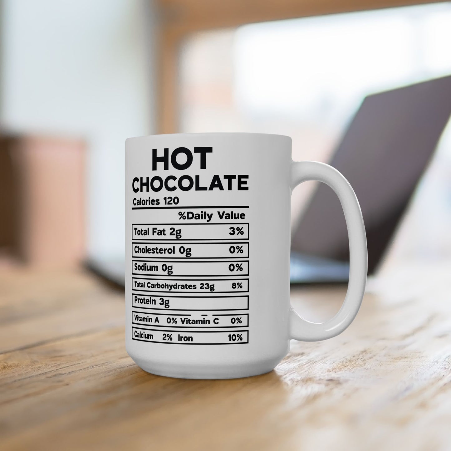Hot Chocolate Mug, Nutrional Facts Hot Chocolate Coffee Cup, Christmas Gift, Ceramic Mug, 11oz, 15oz