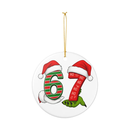 Christmas 67 Numbers Ornament Ceramic Round Holiday Decoration
