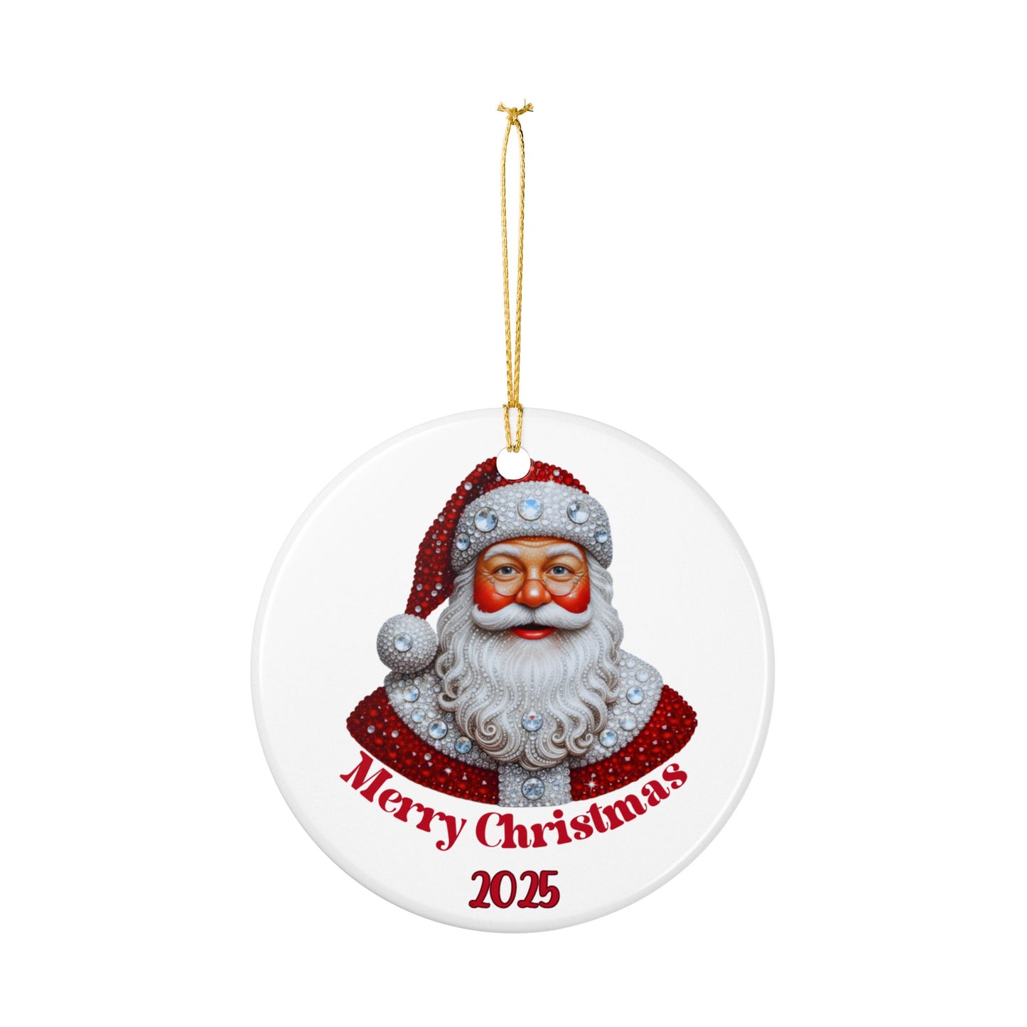 Vintage Santa portrait Ceramic Ornament | Merry Christmas 2025