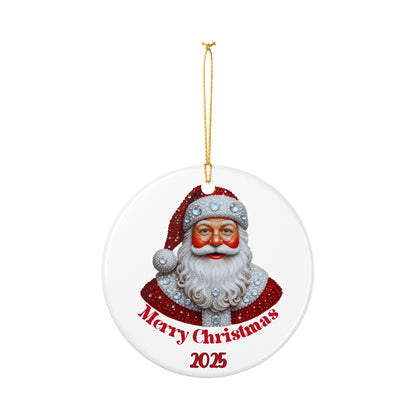 Vintage Santa portrait Ceramic Ornament | Merry Christmas 2025