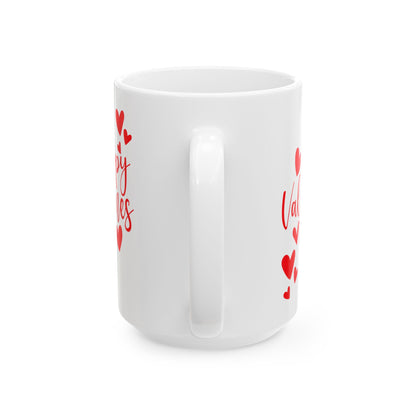 Valentine's Day Ceramic Mug, Red and White Valentine's Mug, Happy Valentine's Day Coffee Cup, Love Heart Tea Mug, Valentine's Day Gift Mug,