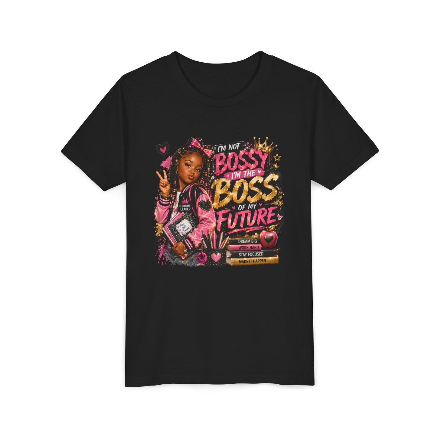 Future Leader Youth T-Shirt | Motivational Black Girl Back to School Graphic Tee | Boss Girl Shirt