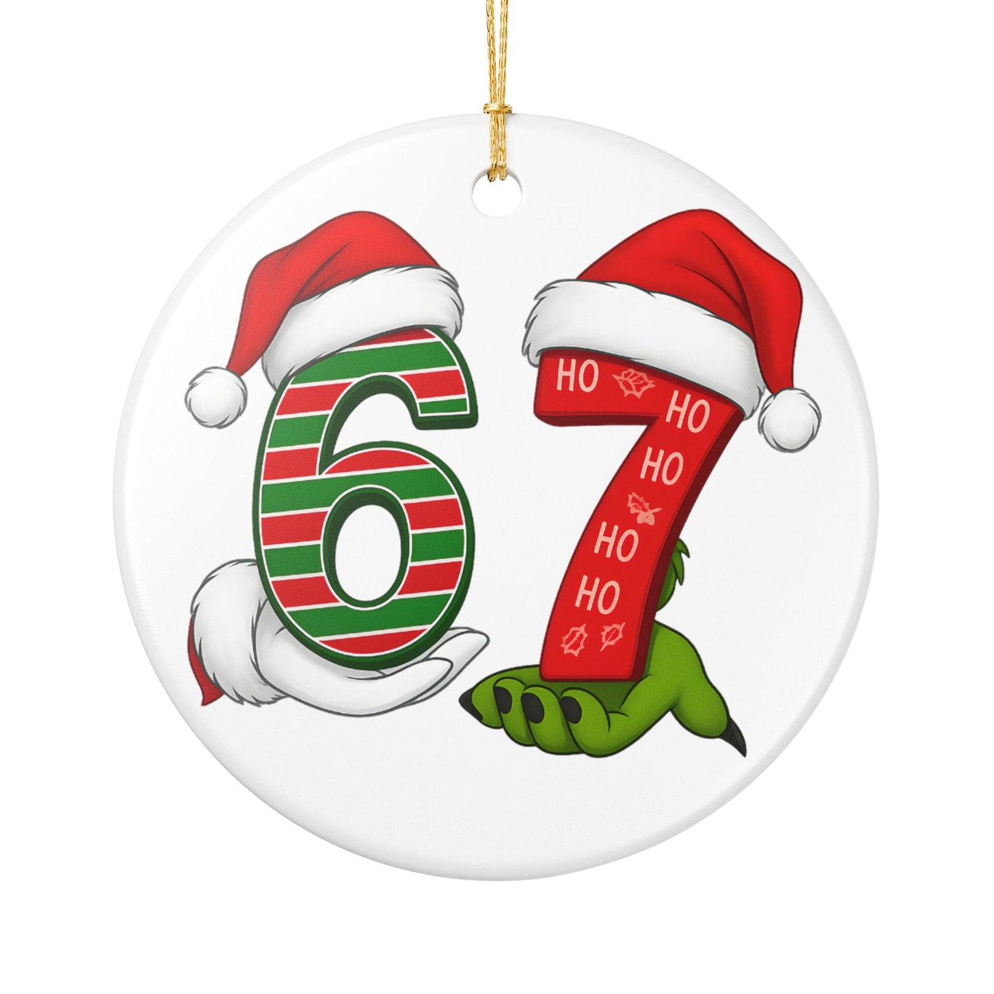 Christmas 67 Numbers Ornament Ceramic Round Holiday Decoration