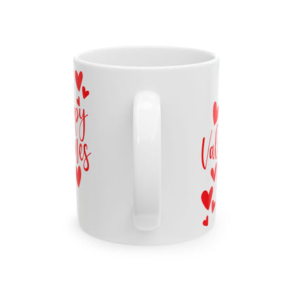 Valentine's Day Ceramic Mug, Red and White Valentine's Mug, Happy Valentine's Day Coffee Cup, Love Heart Tea Mug, Valentine's Day Gift Mug,