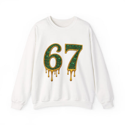 Dripping Green Gold 67 Sweatshirt | Number 67 Jersey Style