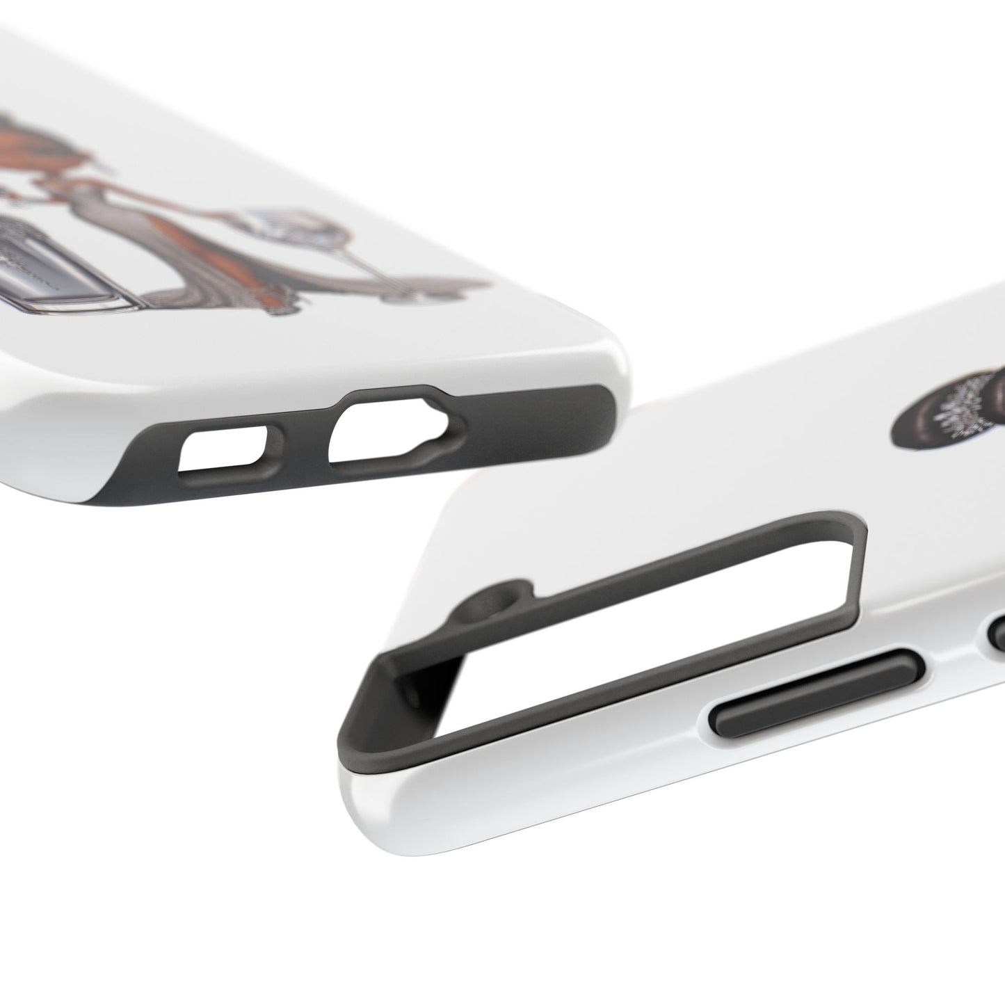 Female Phone Case, Tough Phone Cases for Women, Stylish Phone Protector, Elegant Lady Phone Cover, Fashionable White Phone Case