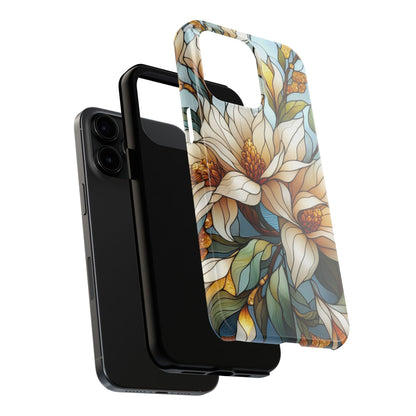 Stain glass Floral Design I-phone Case, Elegant Floral Tough Phone Case - Stylish Protection for Every Occasion, I-phone 13, 14, 15, 16