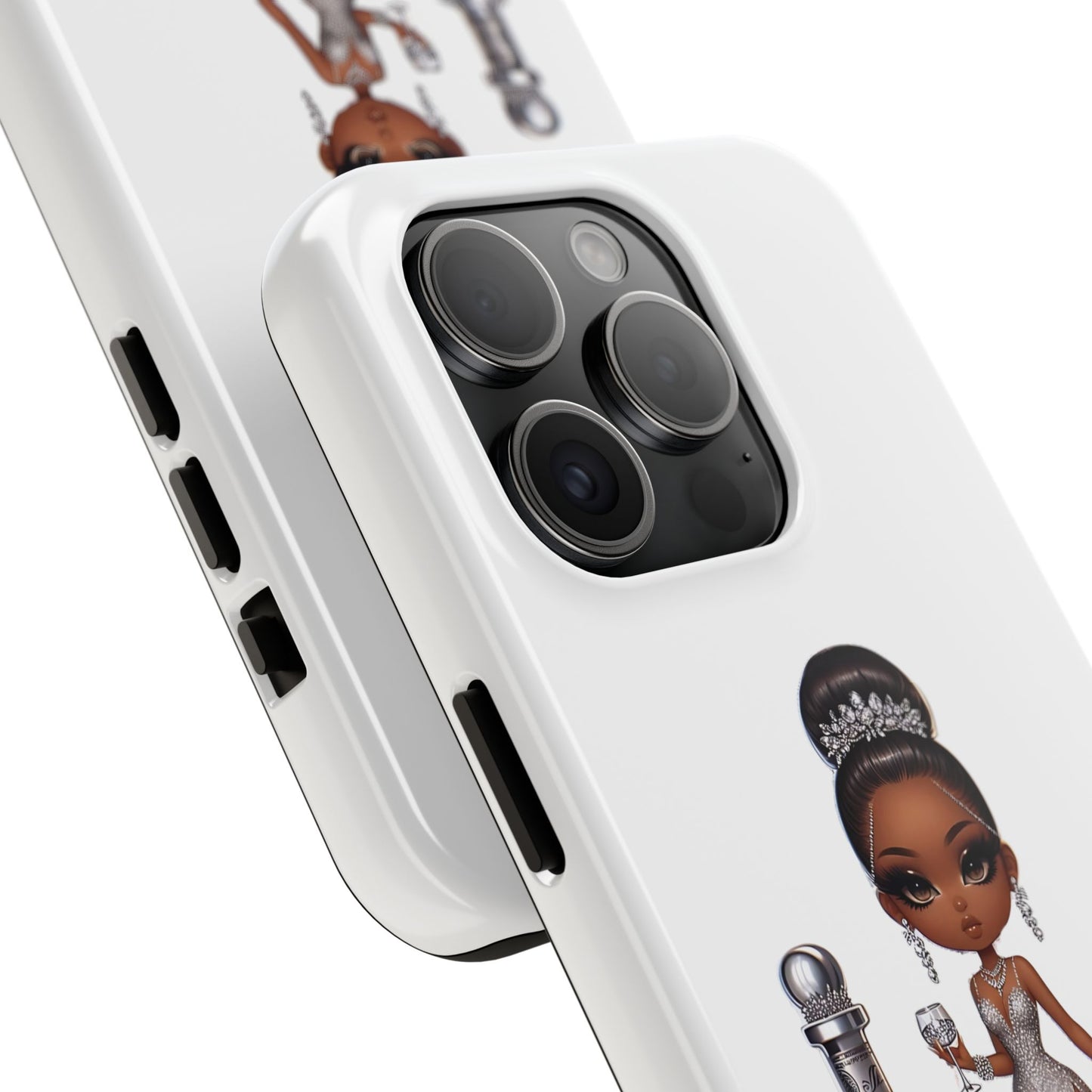 Female Phone Case, Tough Phone Cases for Women, Stylish Phone Protector, Elegant Lady Phone Cover, Fashionable White Phone Case