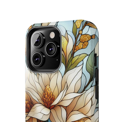 Stain glass Floral Design I-phone Case, Elegant Floral Tough Phone Case - Stylish Protection for Every Occasion, I-phone 13, 14, 15, 16