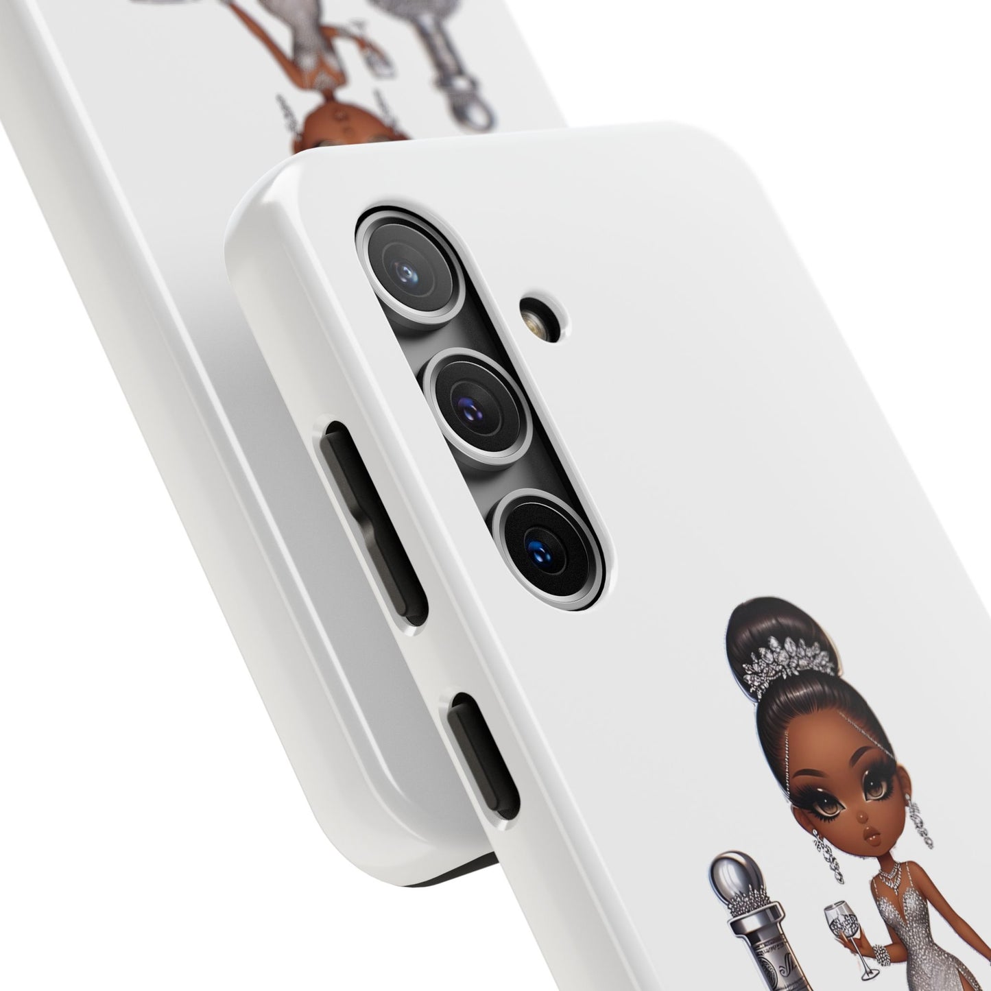 Female Phone Case, Tough Phone Cases for Women, Stylish Phone Protector, Elegant Lady Phone Cover, Fashionable White Phone Case