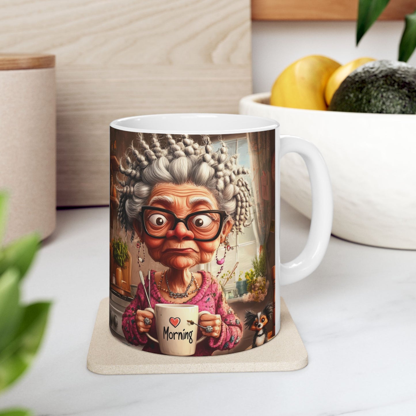 Grandma Ceramic Mug, Tea Lovers Cozy Cup, Funny Coffee Gift for Grandparents, Kitchen Decor, Unique Idea, Whimsical