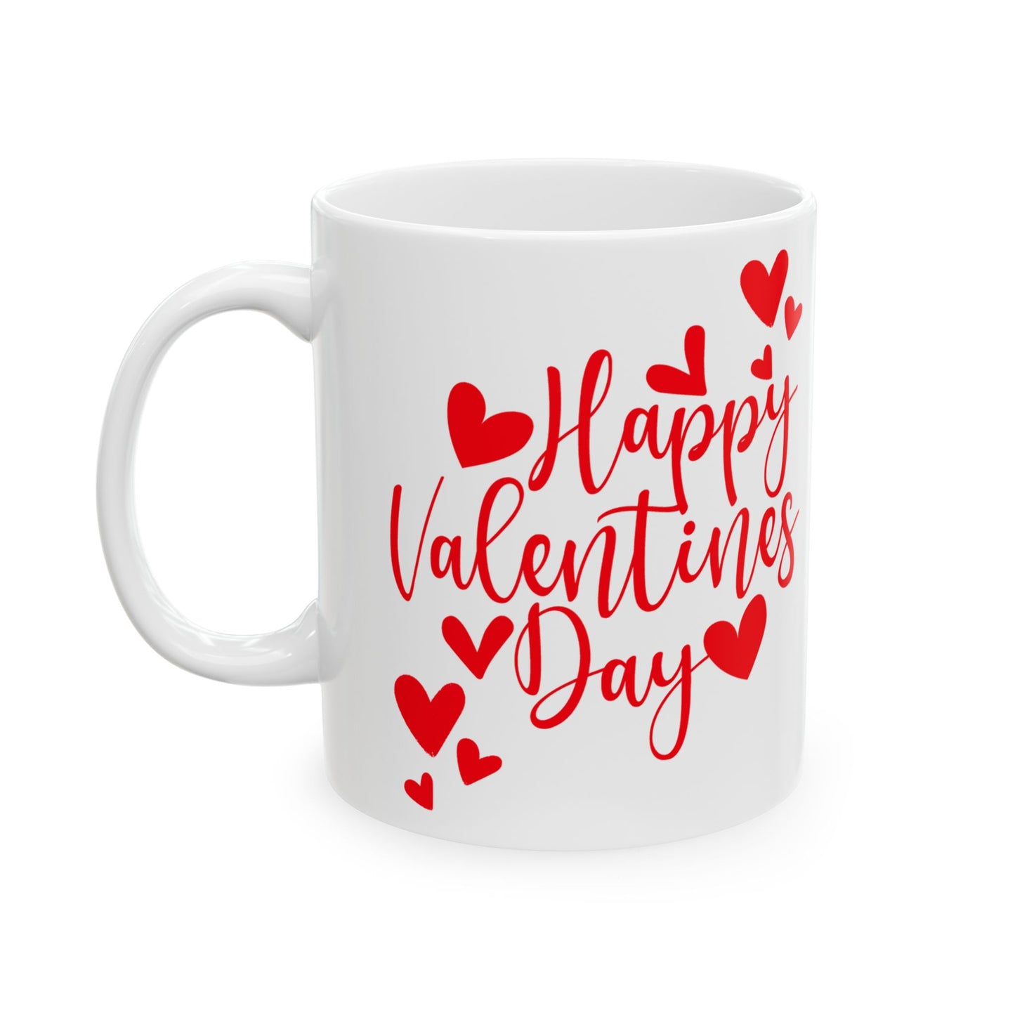 Valentine's Day Ceramic Mug, Red and White Valentine's Mug, Happy Valentine's Day Coffee Cup, Love Heart Tea Mug, Valentine's Day Gift Mug,