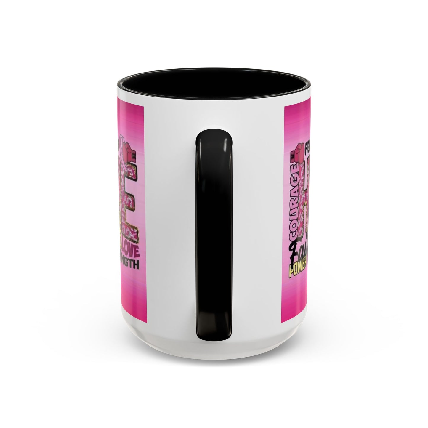 Pink Fight Breast Cancer Two Tone Coffee Mug (11, 15oz)