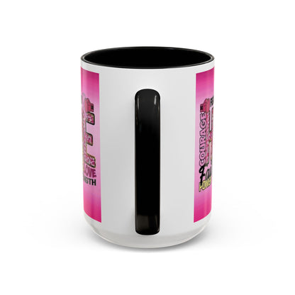 Pink Fight Breast Cancer Two Tone Coffee Mug (11, 15oz)
