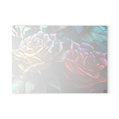 Artistic Floral Glass Cutting Board - Kitchen Decor, Gift for Chefs, Home Cooking, Wedding Registry, Housewarming Gift, Unique Kitchenware