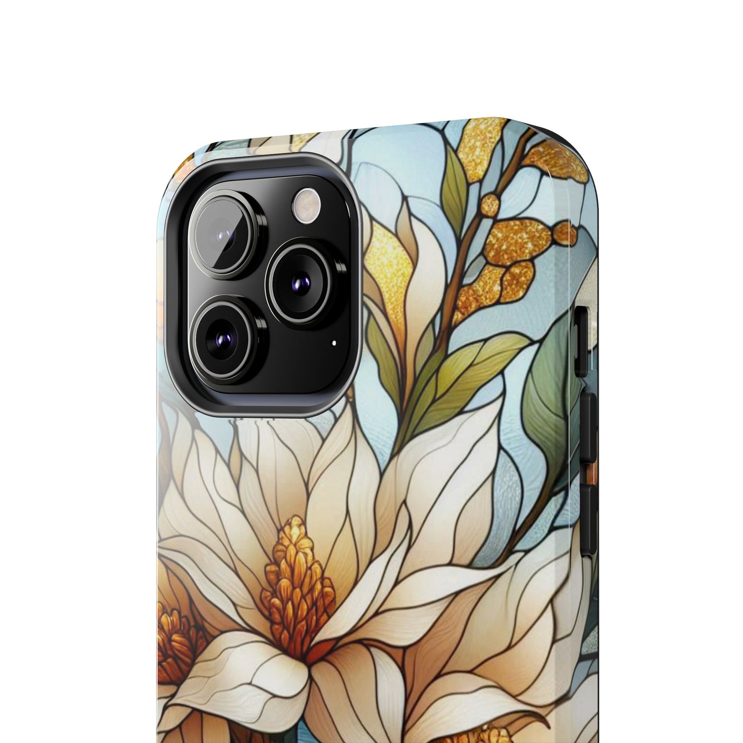 Stain glass Floral Design I-phone Case, Elegant Floral Tough Phone Case - Stylish Protection for Every Occasion, I-phone 13, 14, 15, 16