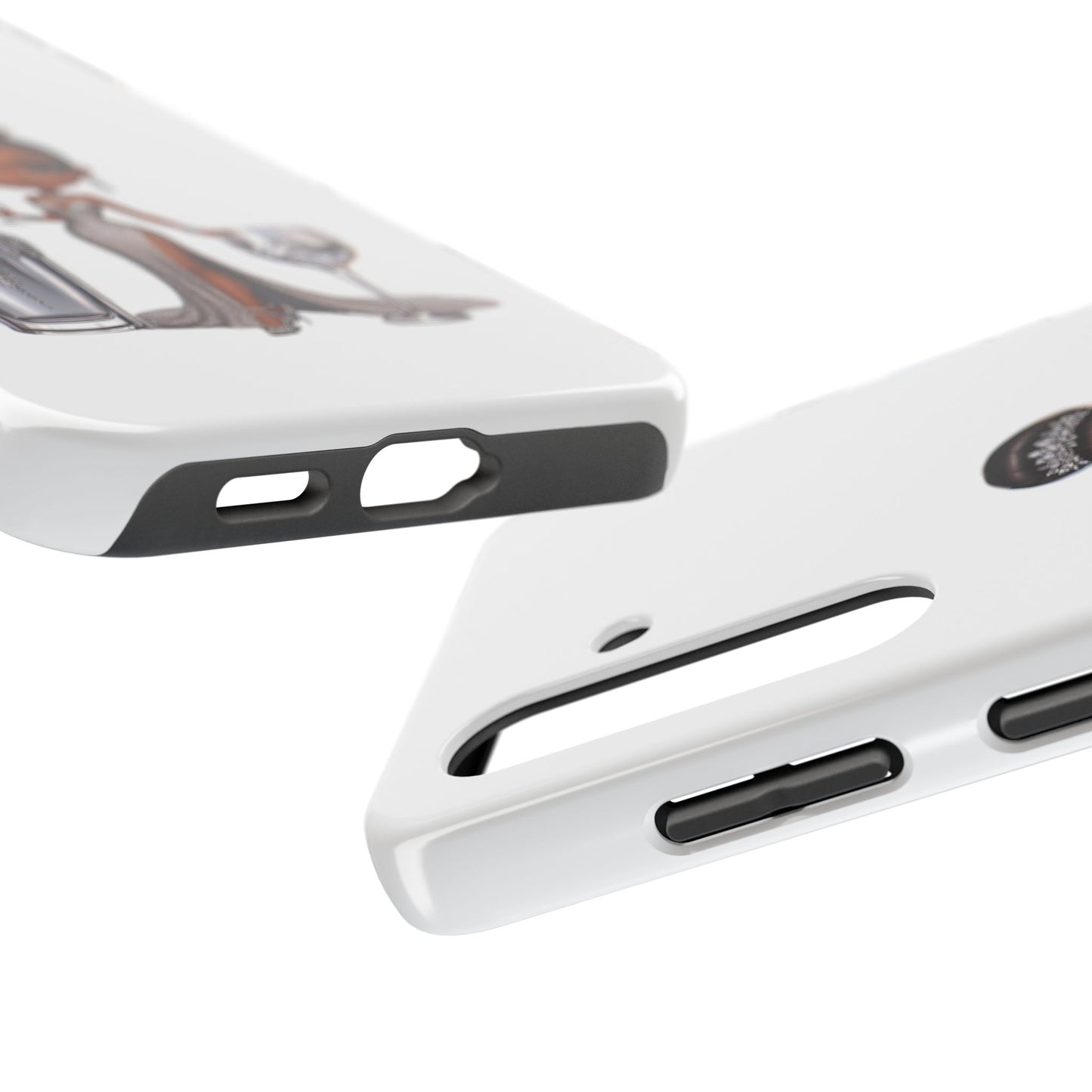 Female Phone Case, Tough Phone Cases for Women, Stylish Phone Protector, Elegant Lady Phone Cover, Fashionable White Phone Case