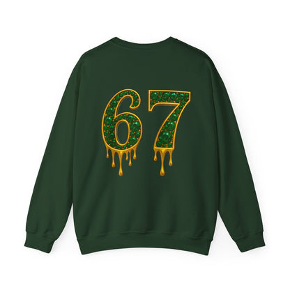 Dripping Green Gold 67 Sweatshirt | Number 67 Jersey Style
