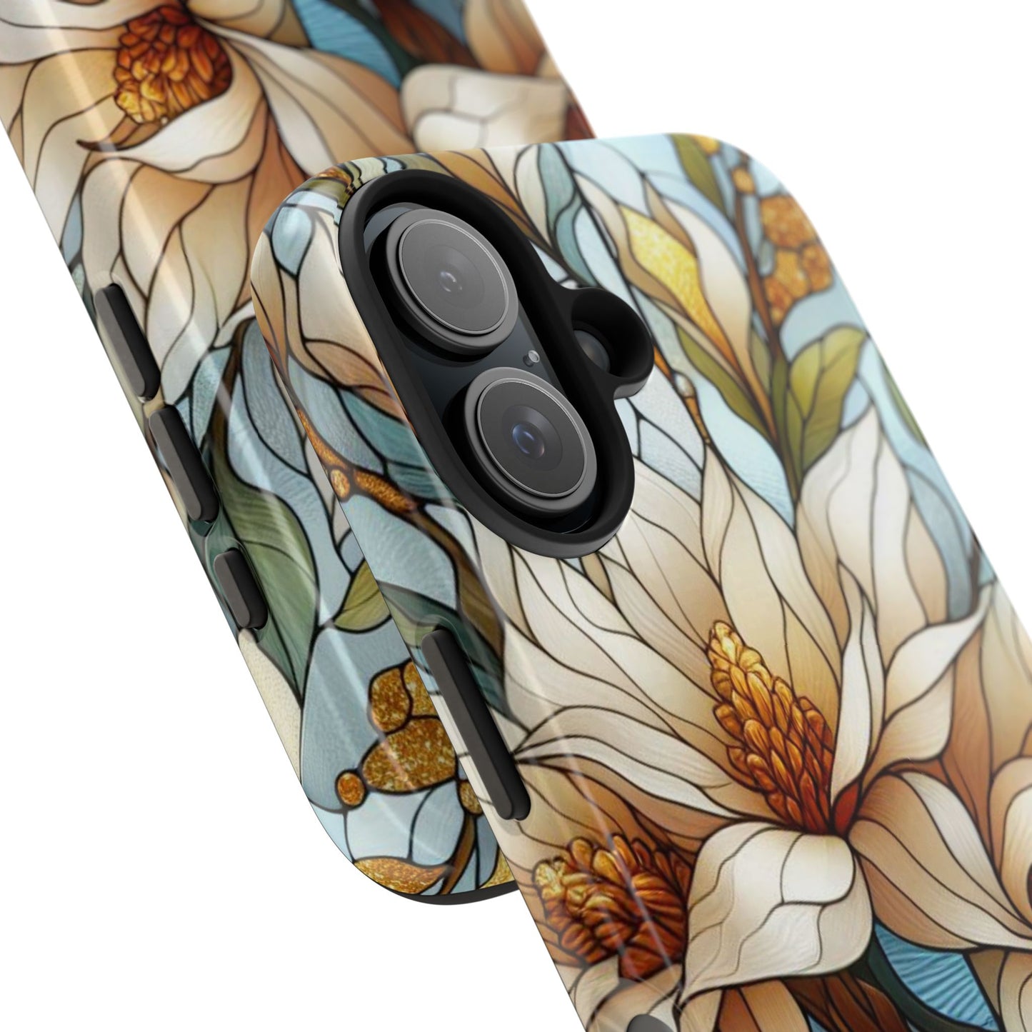 Stain glass Floral Design I-phone Case, Elegant Floral Tough Phone Case - Stylish Protection for Every Occasion, I-phone 13, 14, 15, 16